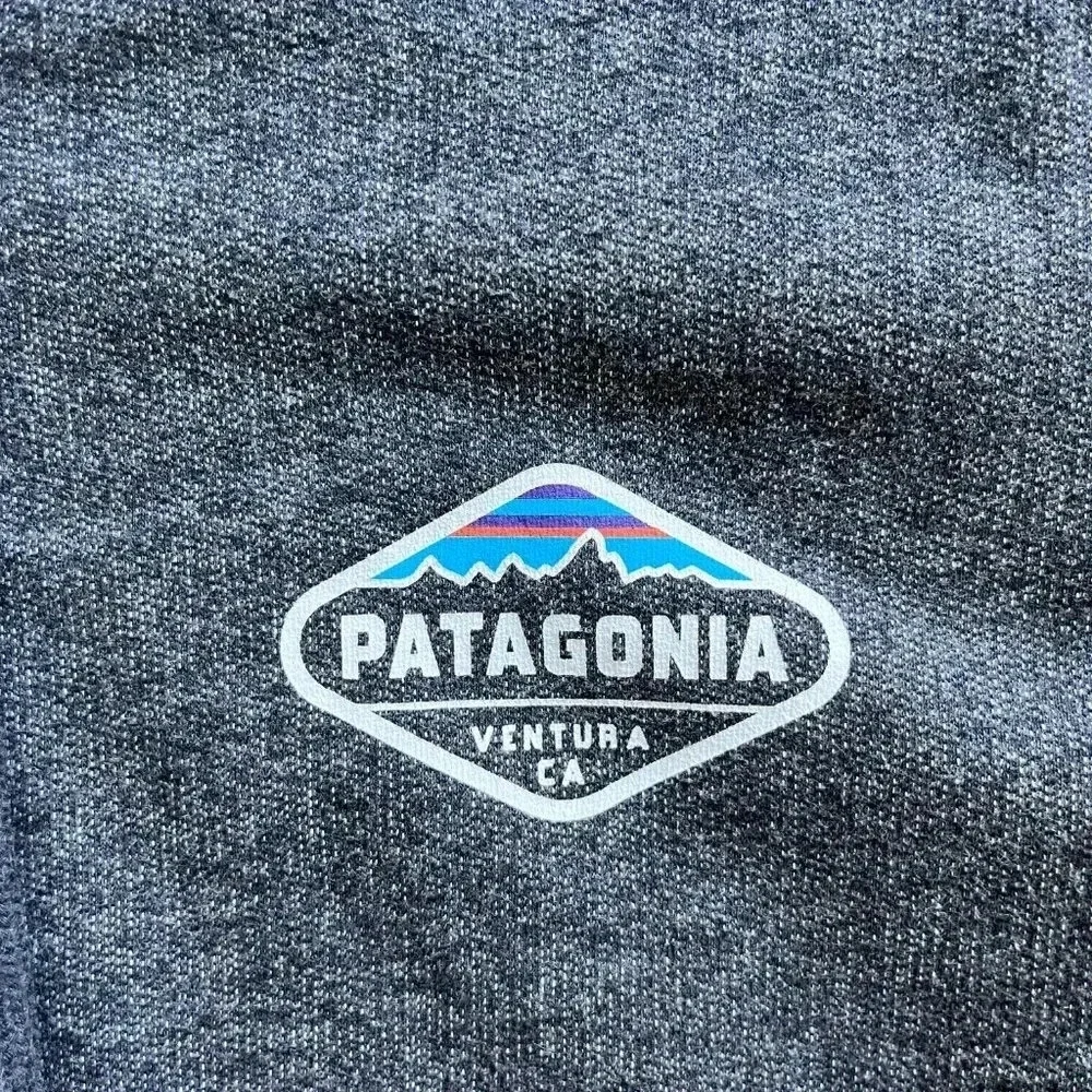 Patagonia Men's Full Zip Logo Graphic Hoodie Size M Organic Cotton Gray Athletic